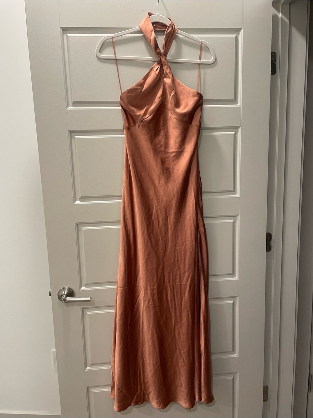 NWT Anthropologie BHLDN Selma Halter-Neck High Shine Satin Maxi Dress - Small